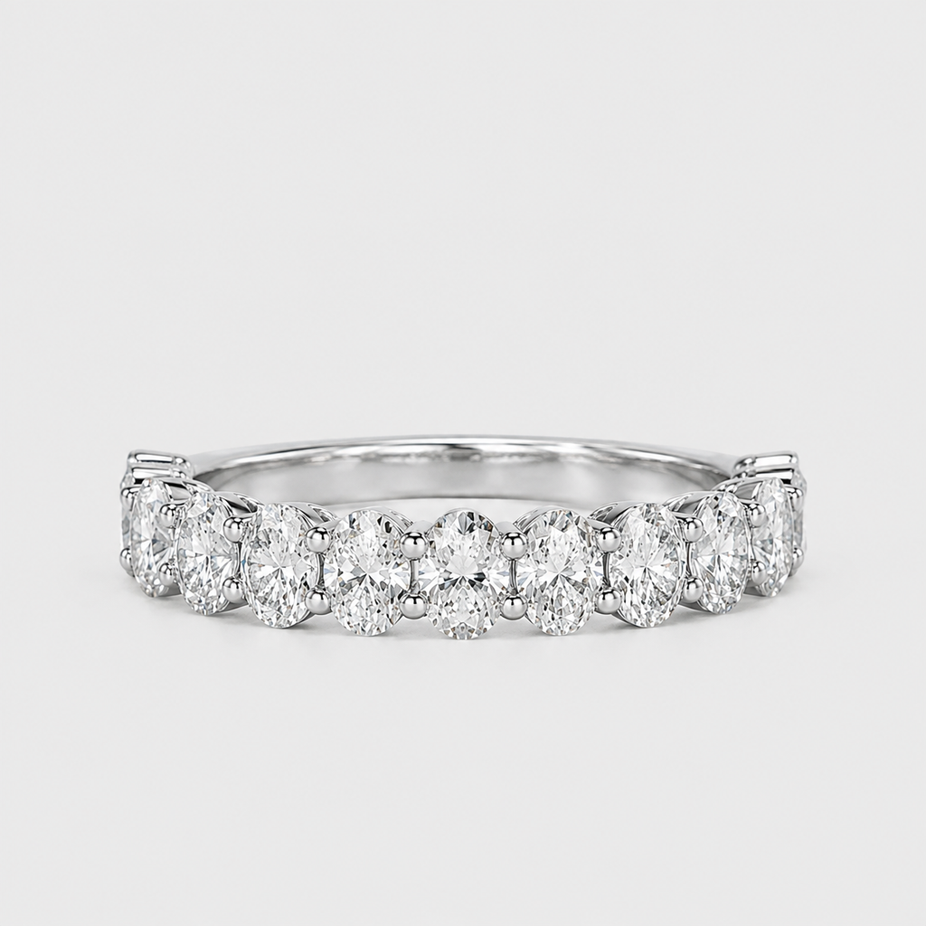 2.5 Ct. Lab-Grown Diamond Oval Cut Half Eternity Band Ring (VS-EF)