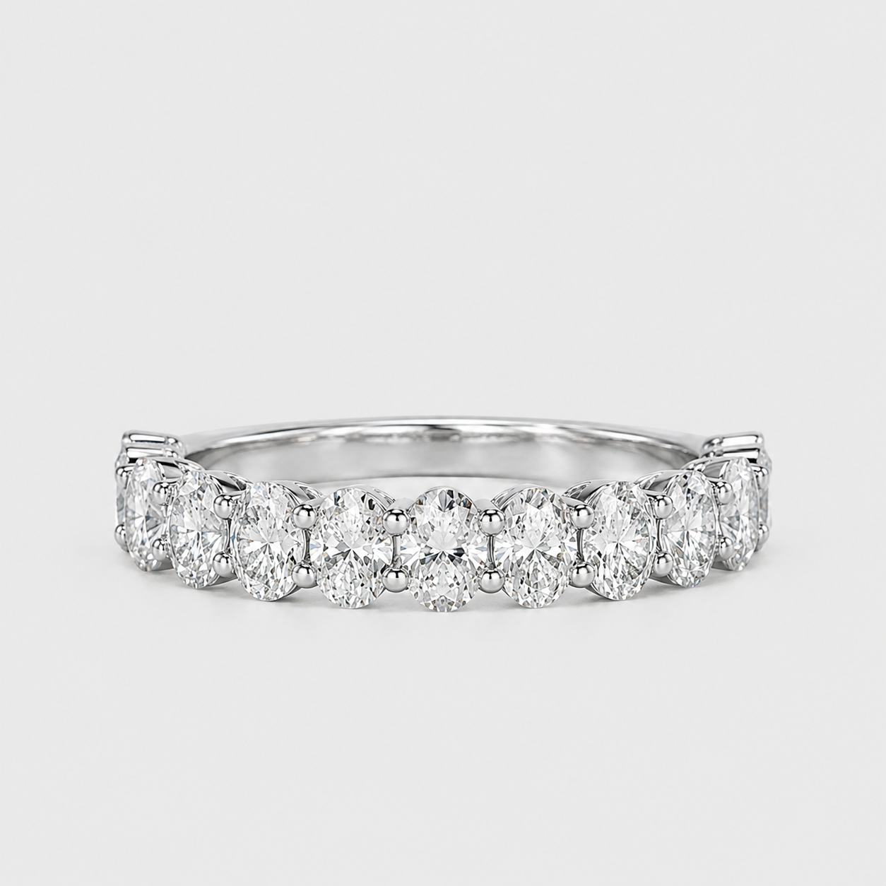 2.5 Ct. Lab-Grown Diamond Oval Cut Half Eternity Band Ring (VS-EF)