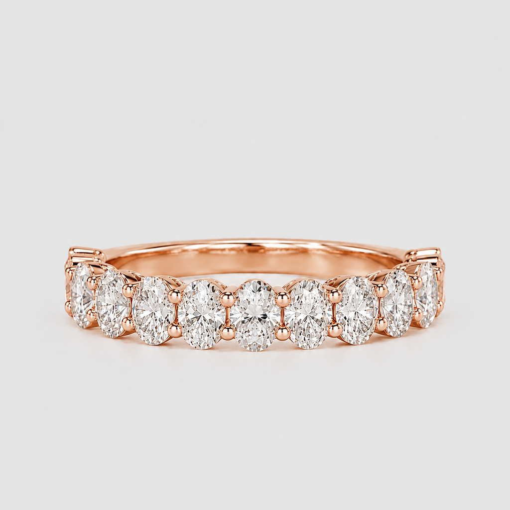 2.5 Ct. Lab-Grown Diamond Oval Cut Half Eternity Band Ring (VS-EF)
