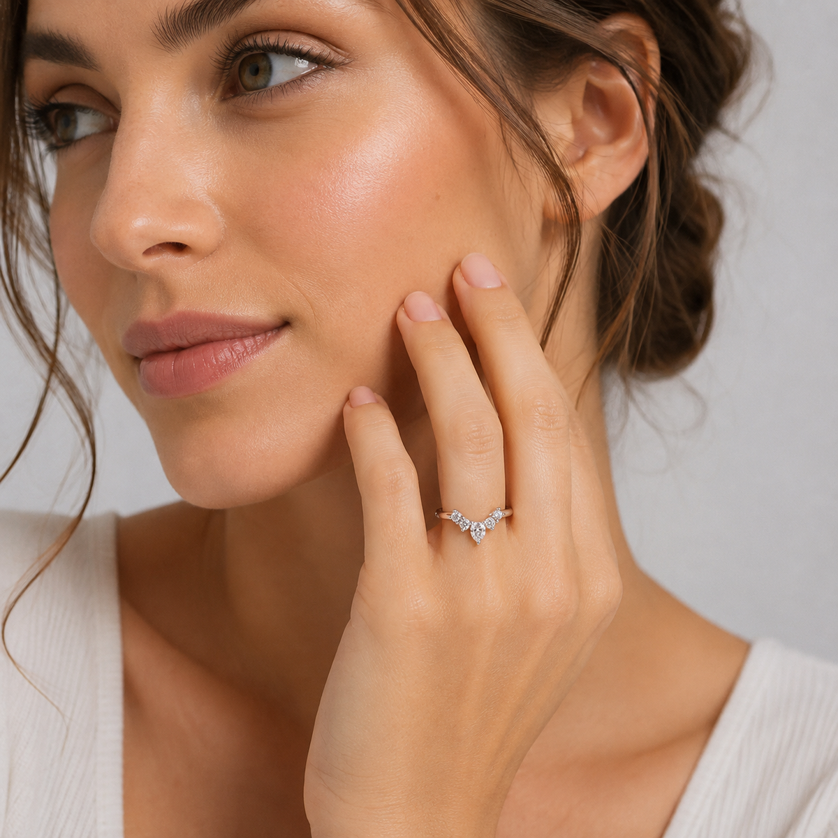Lab-Grown Diamond 0.40 Ct. Ring Half Eternity Round Cut  (EF/VVS-VS)