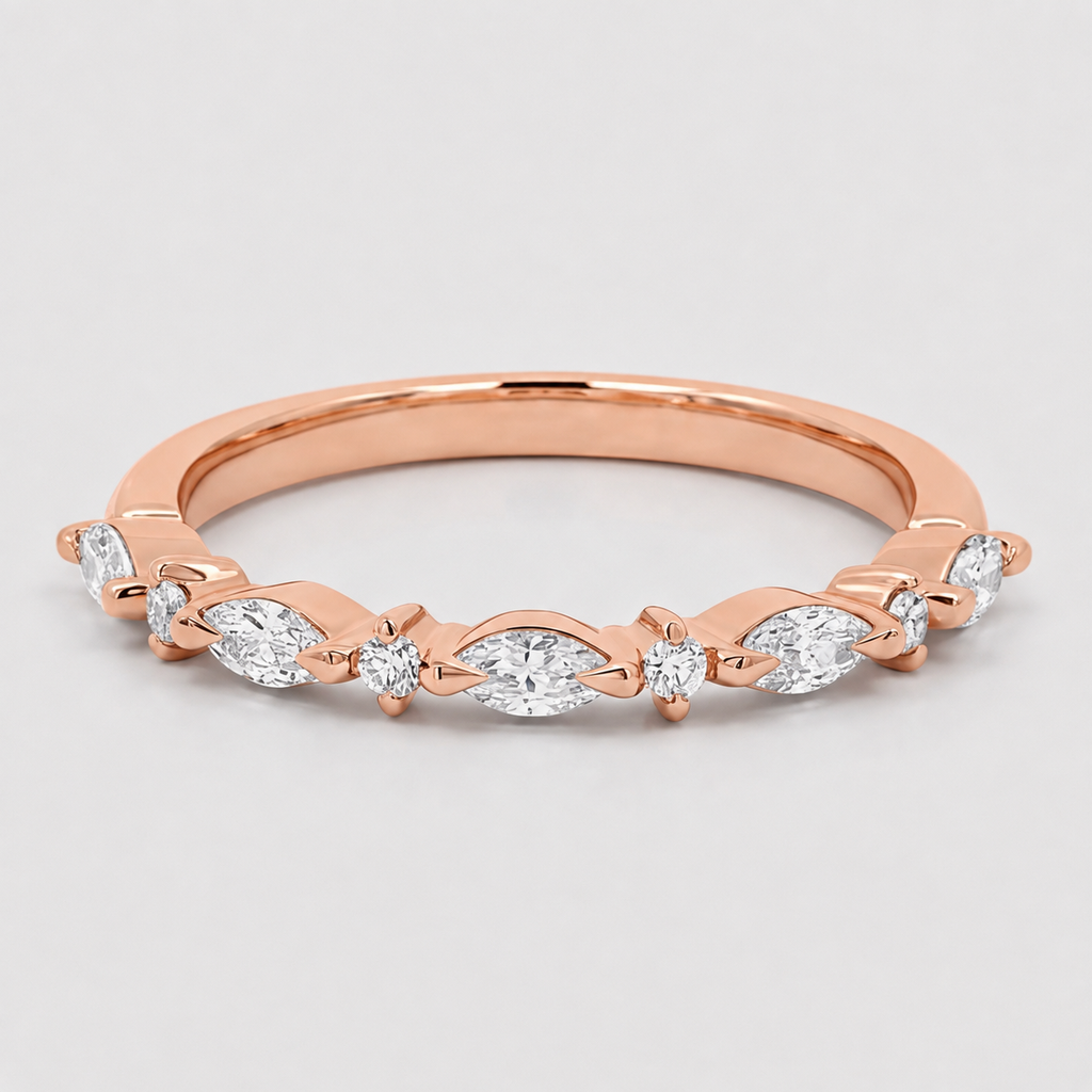 2 Ct. Lab Grown Diamond Marquise & Round Cut Half Eternity Band (VS-EF)