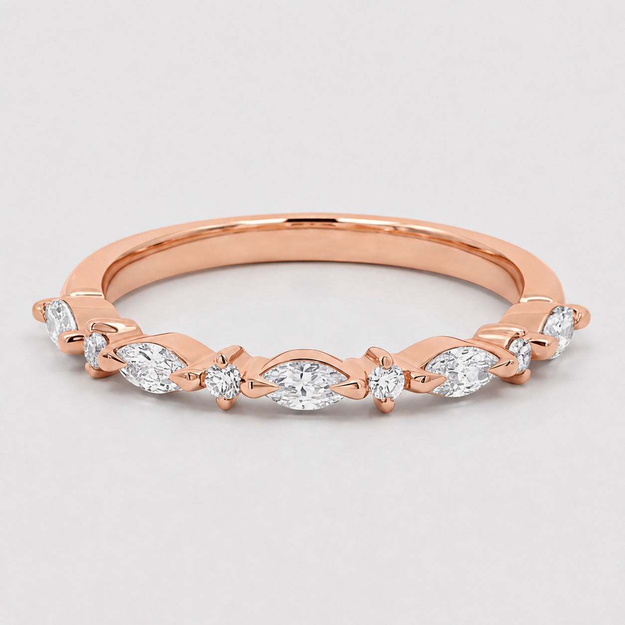 2 Ct. Lab Grown Diamond Marquise & Round Cut Half Eternity Band (VS-EF)