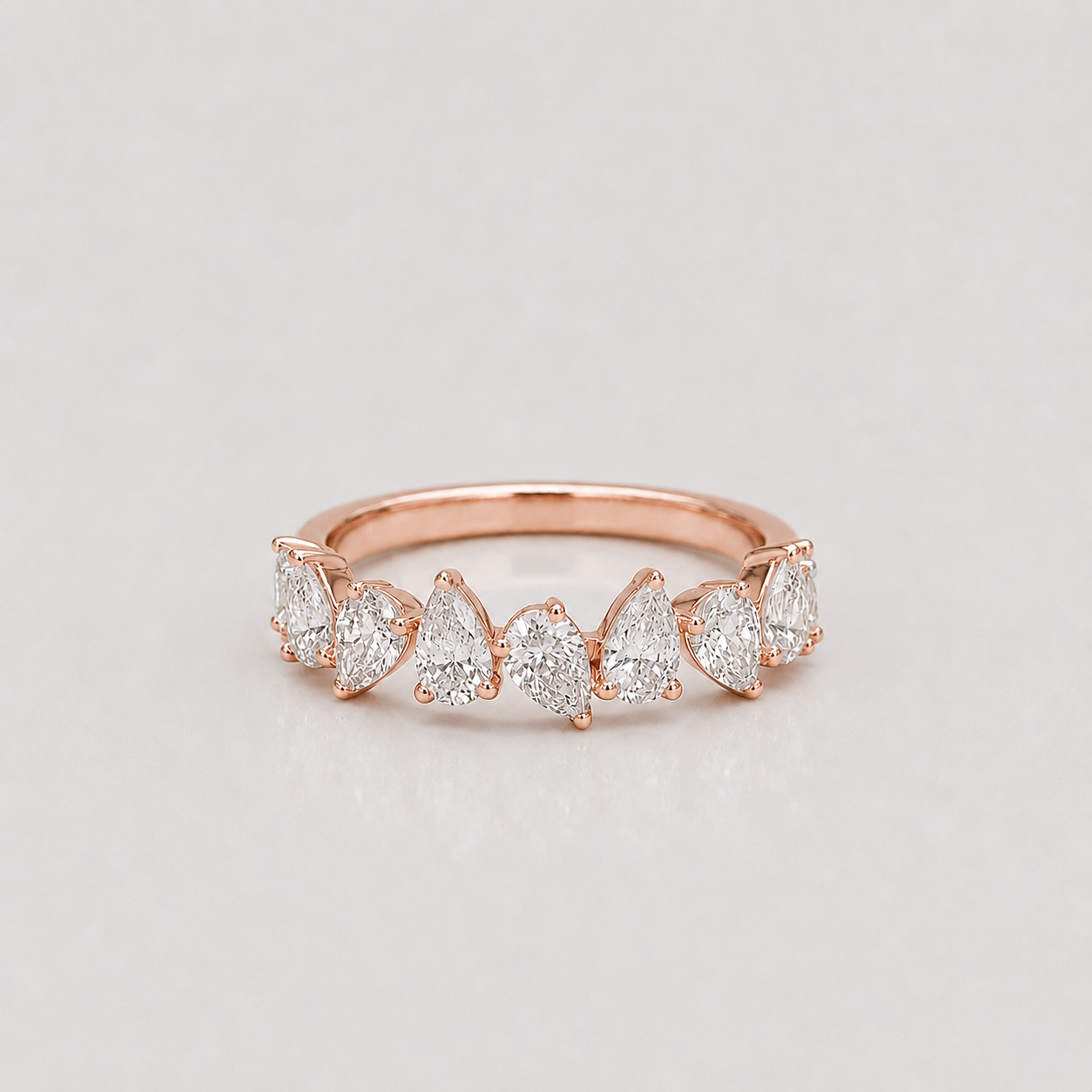 1 Ct. Lab-Grown Diamond Ring Half Eternity Pear Cut (VS-EF)