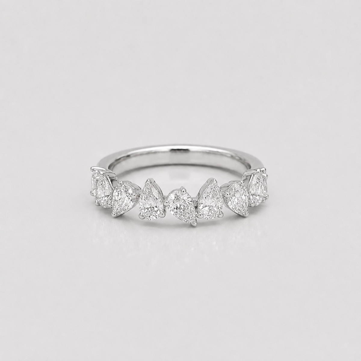 1 Ct. Lab-Grown Diamond Ring Half Eternity Pear Cut (VS-EF)