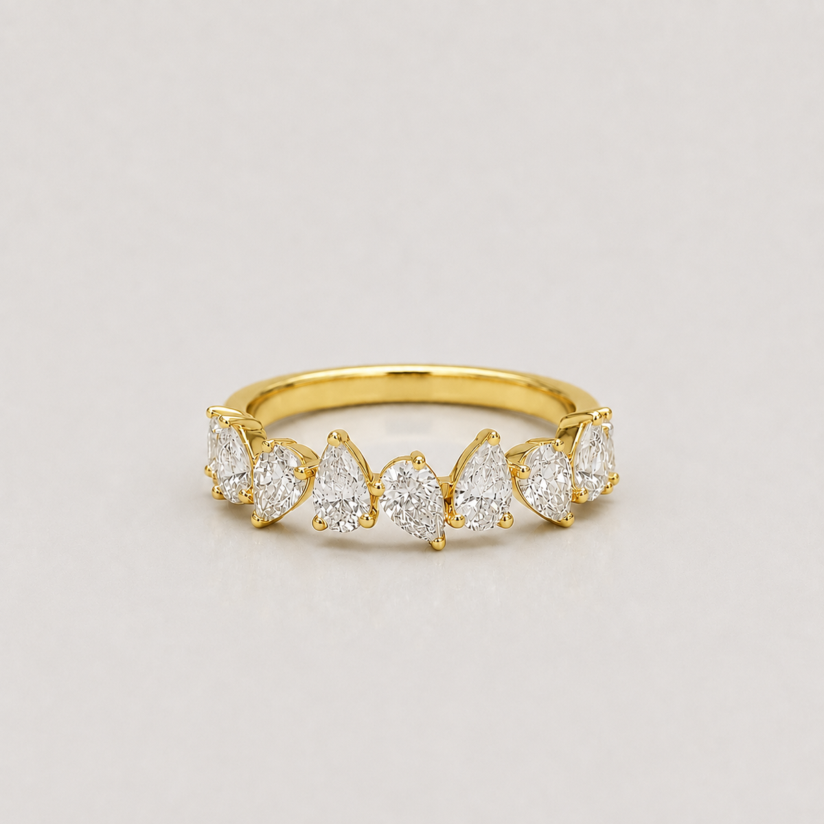 1 Ct. Lab-Grown Diamond Ring Half Eternity Pear Cut (VS-EF)
