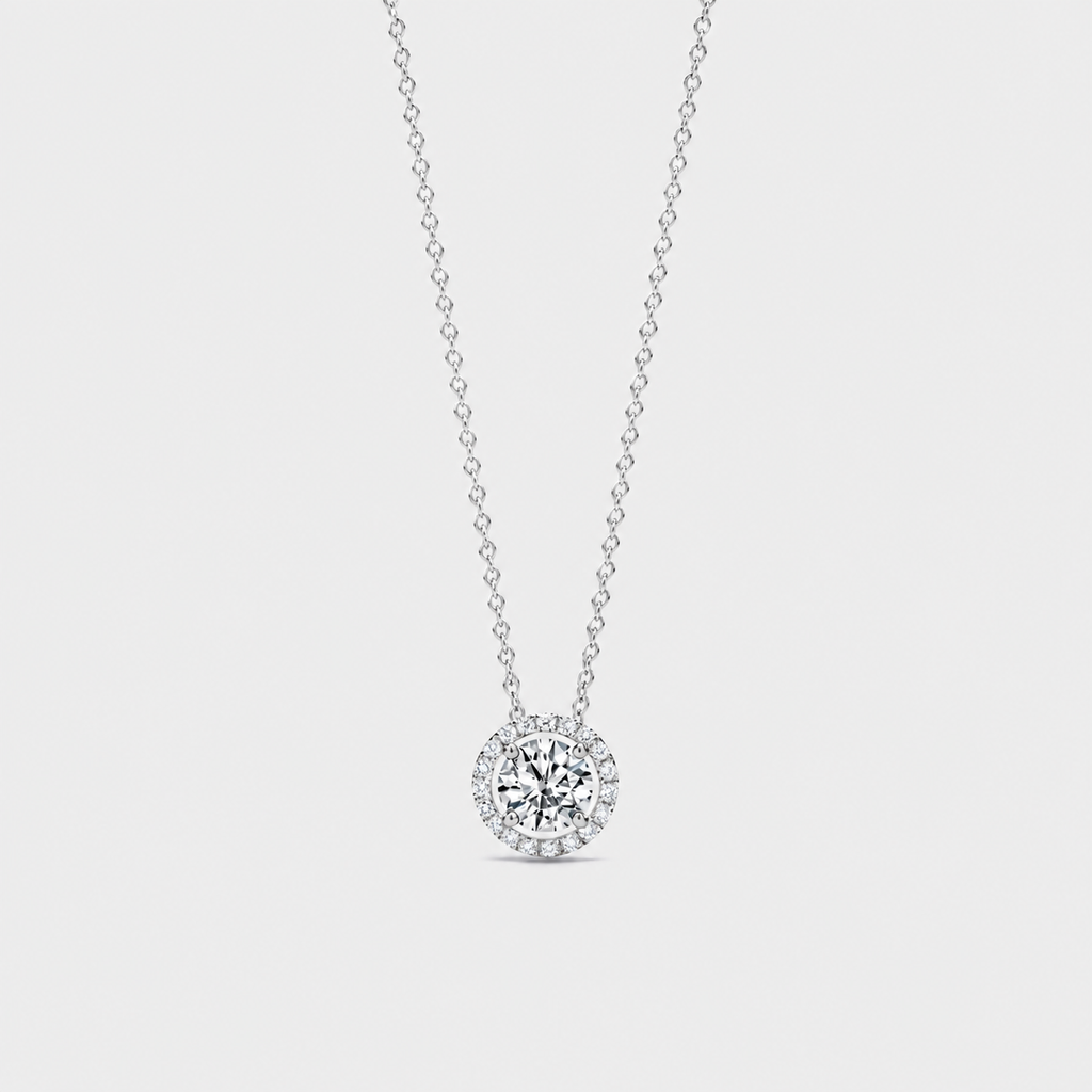 Lab Grown Diamond Halo Pendant Necklace 0.80 Ct. (VS-EF)