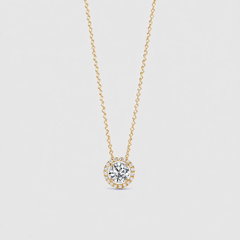 Lab Grown Diamond Halo Pendant Necklace 0.80 Ct. (VS-EF)