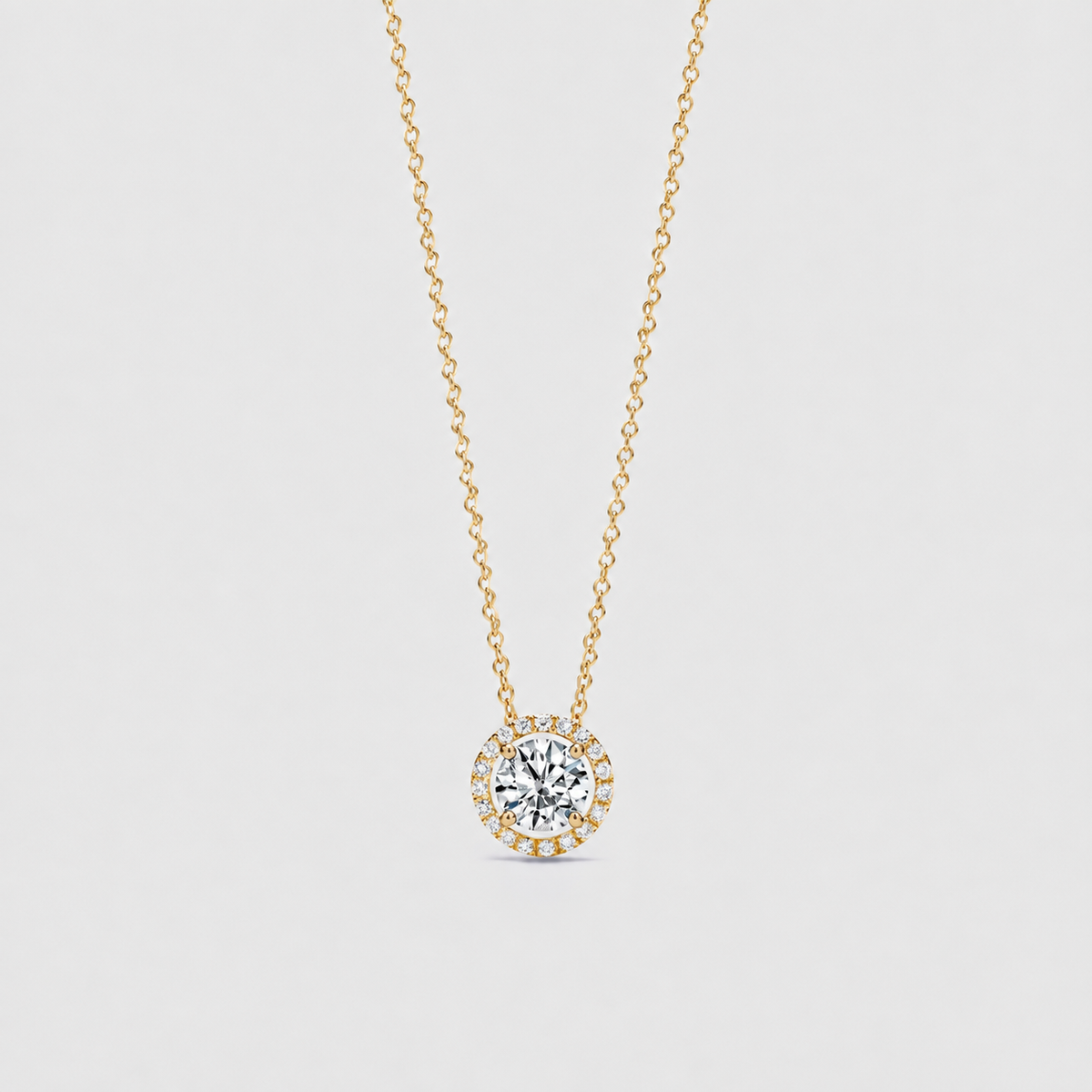 Lab Grown Diamond Halo Pendant Necklace 0.80 Ct. (VS-EF)
