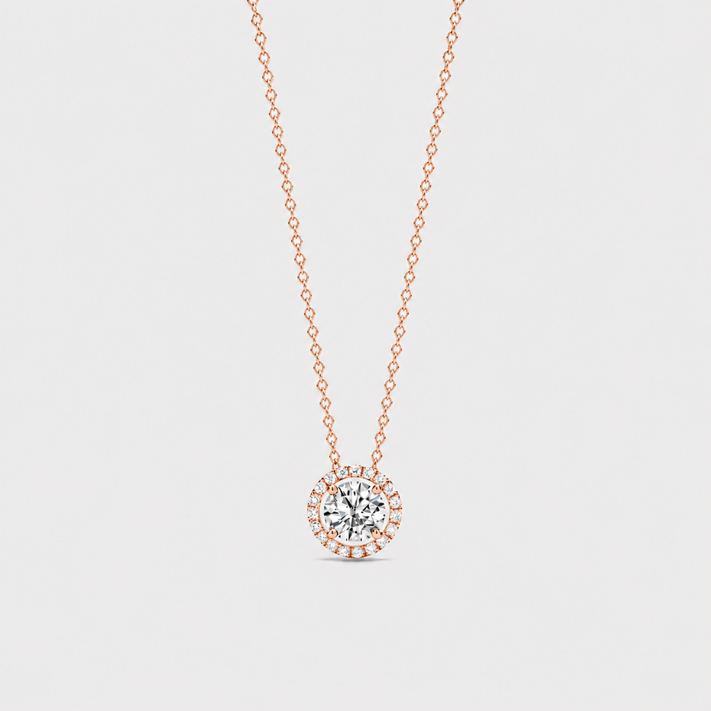 Lab Grown Diamond Halo Pendant Necklace 0.80 Ct. (VS-EF)