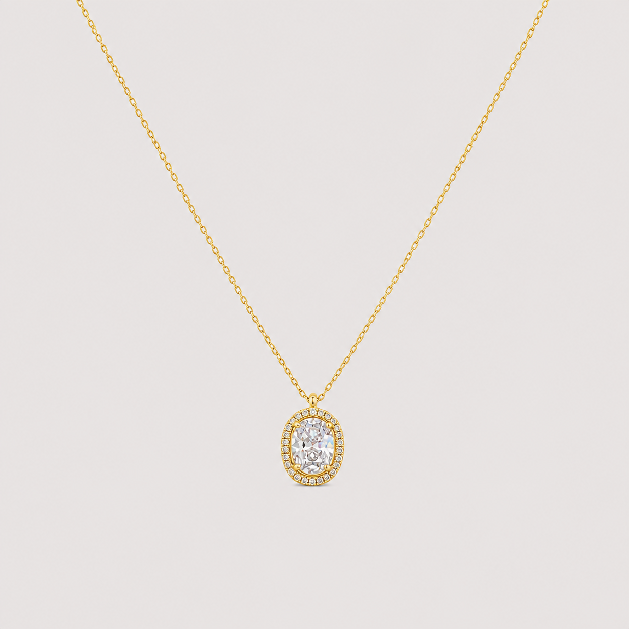 1.40 Ct. Lab Grown Diamond Oval Halo Pendant Necklace (VS-EF)