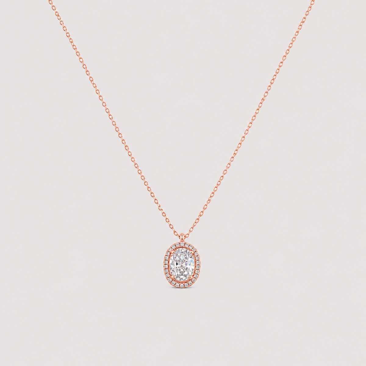 1.40 Ct. Lab Grown Diamond Oval Halo Pendant Necklace (VS-EF)