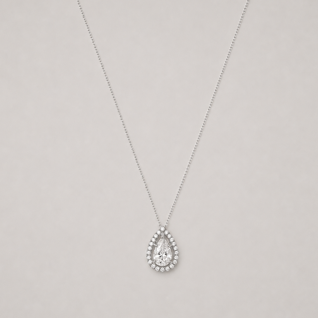 1.40 Ct. Lab Grown Diamond Halo Pendant Necklace (VS-EF)