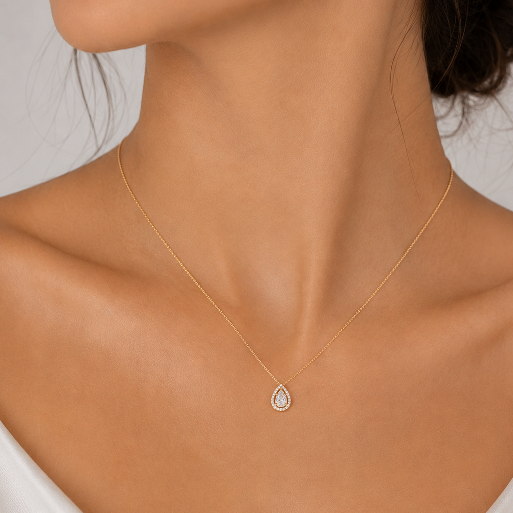 1.40 Ct. Lab Grown Diamond Halo Pendant Necklace (VS-EF)