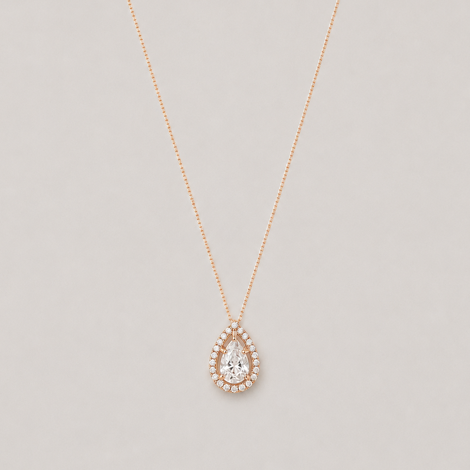 1.40 Ct. Lab Grown Diamond Halo Pendant Necklace (VS-EF)