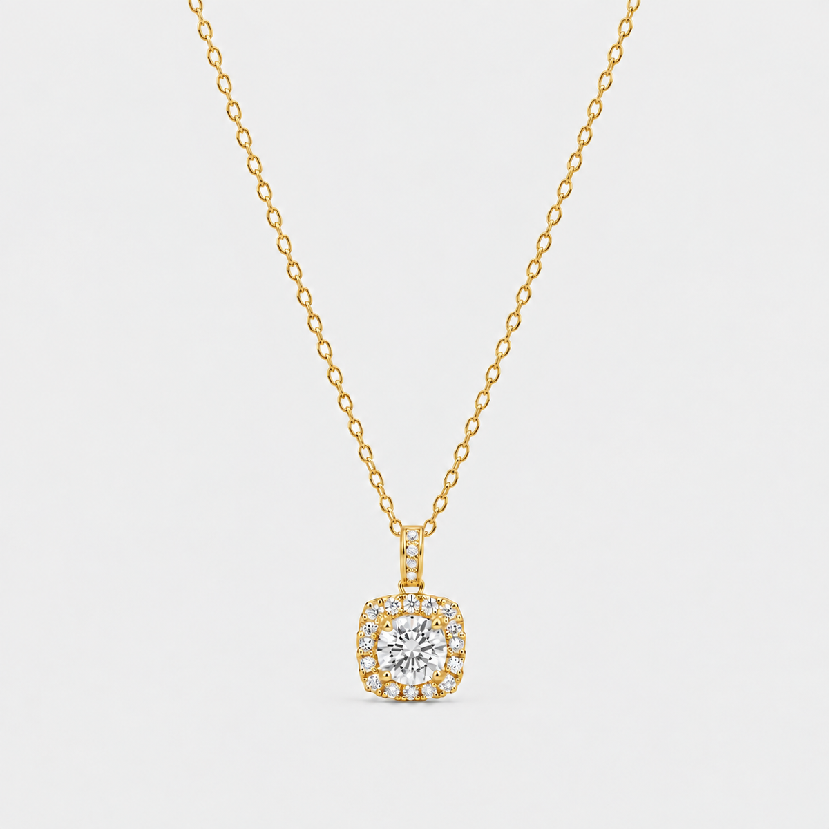 Lab Grown Diamond Round Cut Halo Pendant 0.90 Ct. (VS-EF)