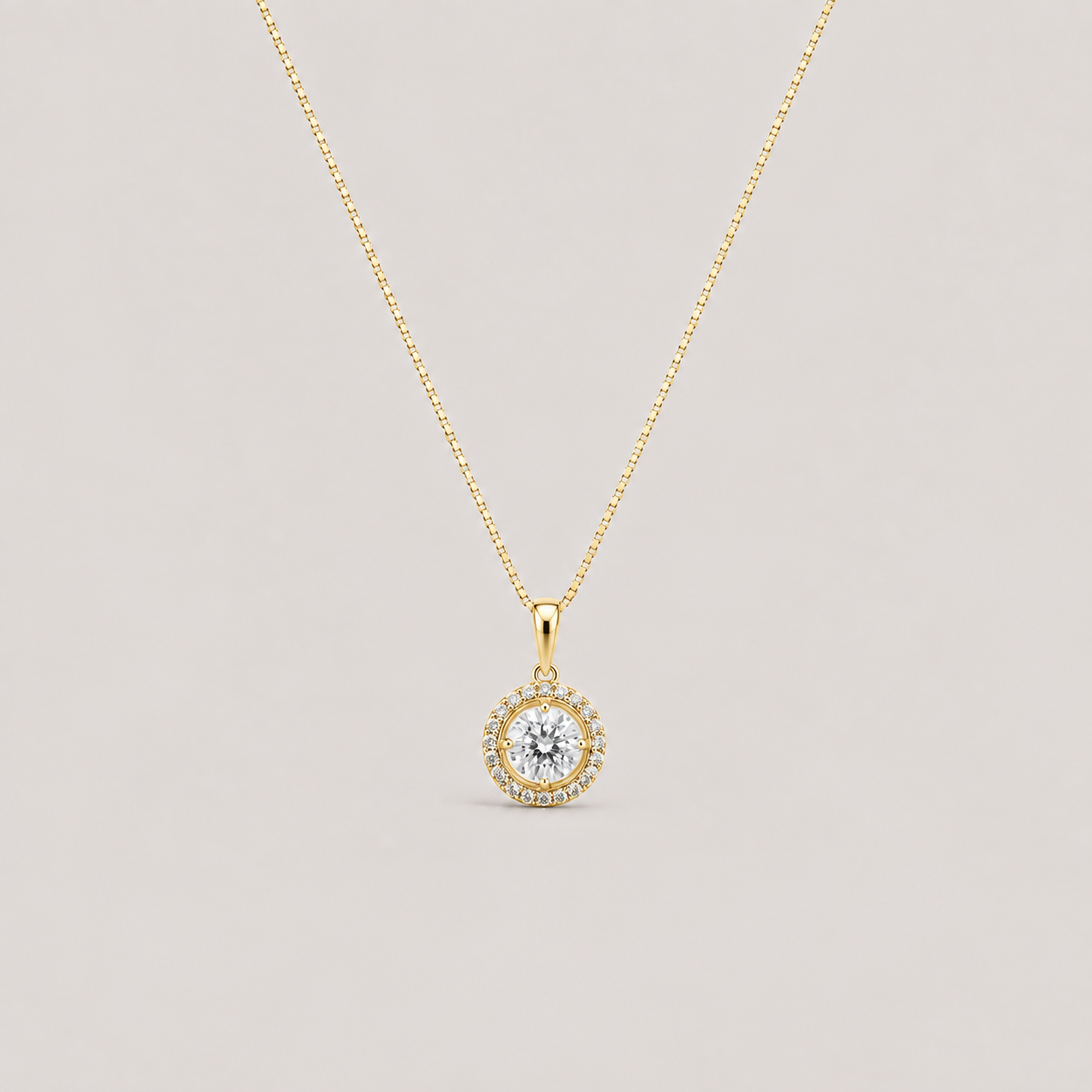 Lab Grown Diamond Halo Pendant Round-Cut 0.90 Ct. (VS-EF)