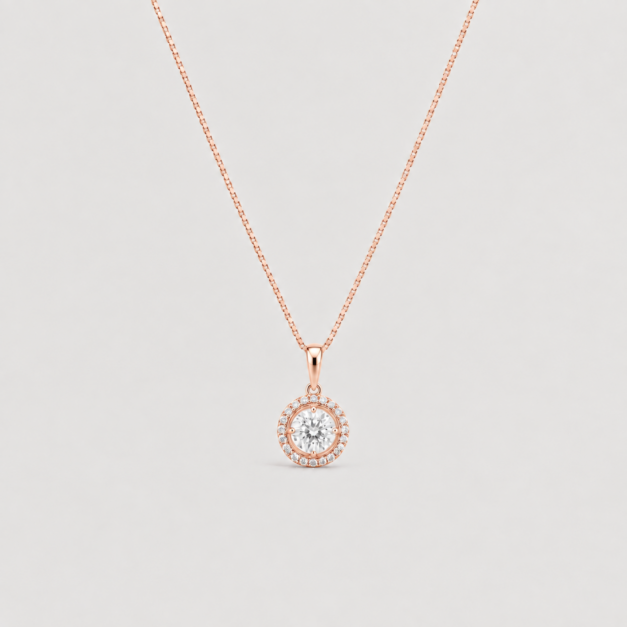 Lab Grown Diamond Halo Pendant Round-Cut 0.90 Ct. (VS-EF)