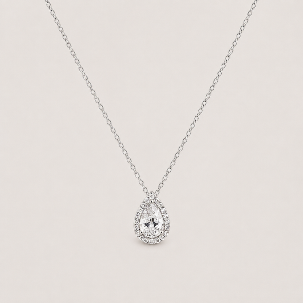 1.05 Ct. Lab Grown Diamond Halo Pendant Necklace (VS-EF)
