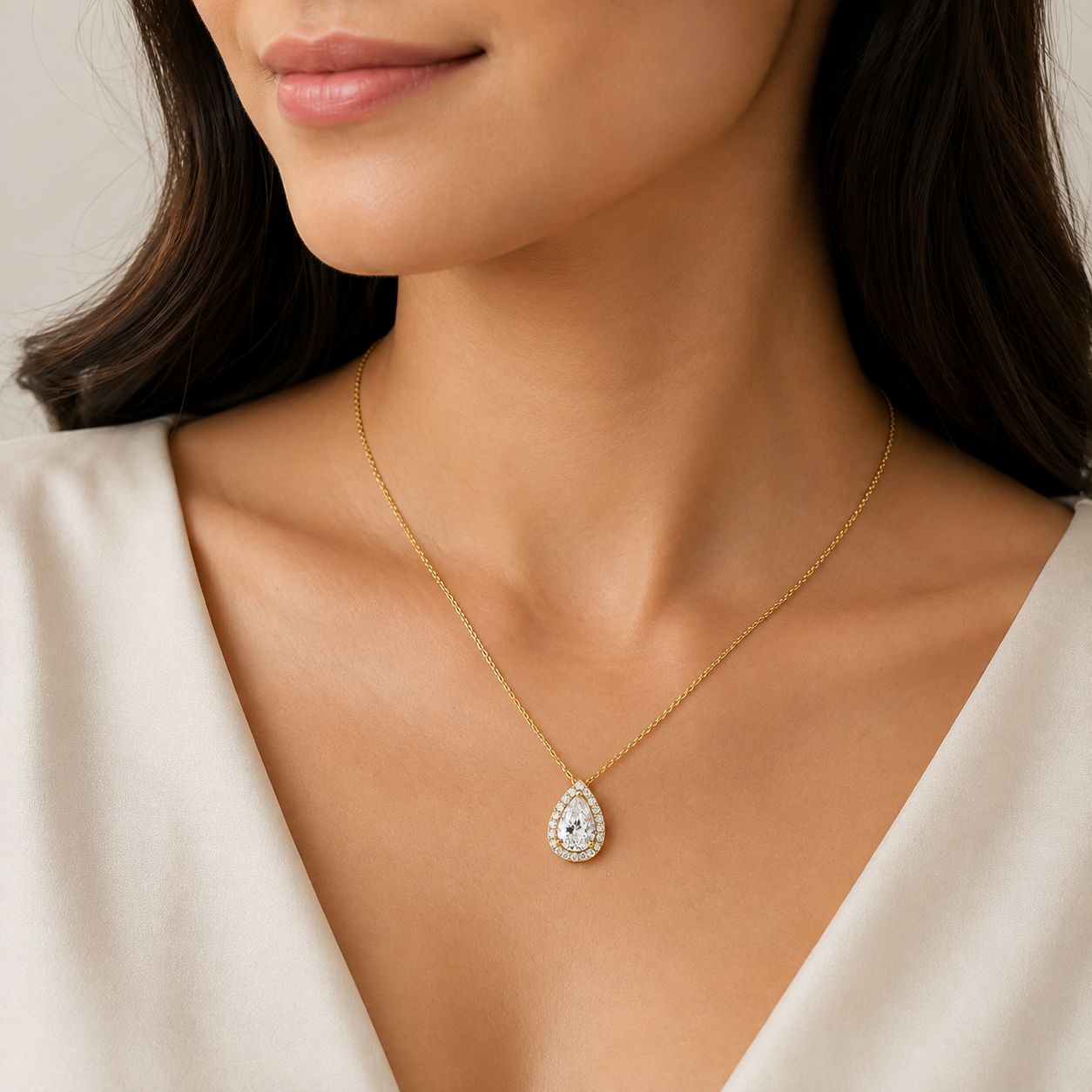 1.05 Ct. Lab Grown Diamond Halo Pendant Necklace (VS-EF)