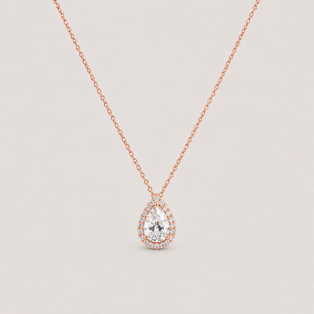 1.05 Ct. Lab Grown Diamond Halo Pendant Necklace (VS-EF)