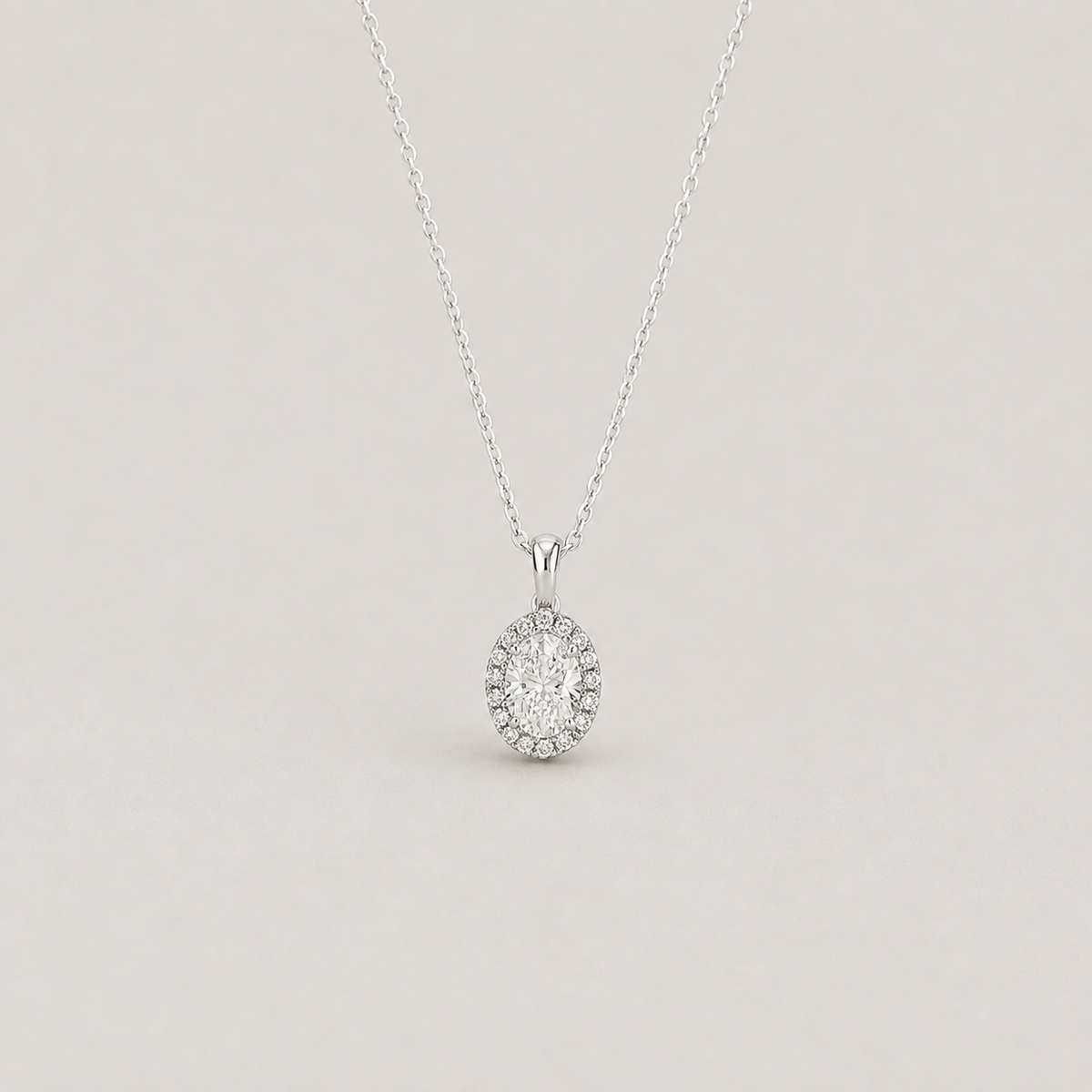 1.50 Ct. Lab Grown Diamond Oval Cut Halo Pendant (VS-EF)