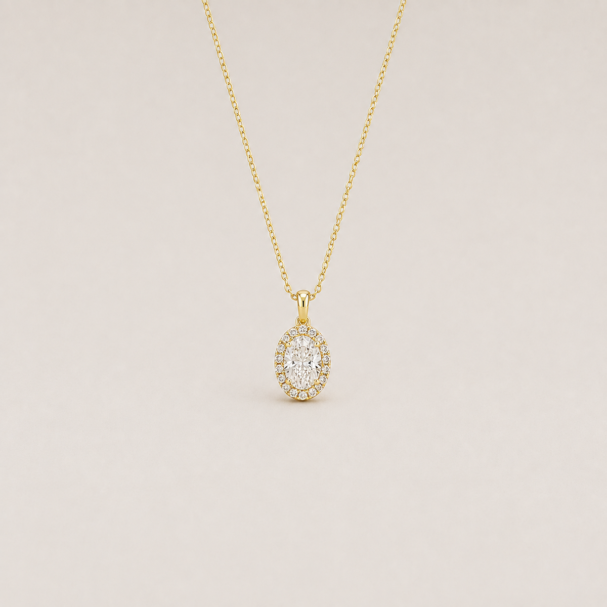 1.50 Ct. Lab Grown Diamond Oval Cut Halo Pendant (VS-EF)