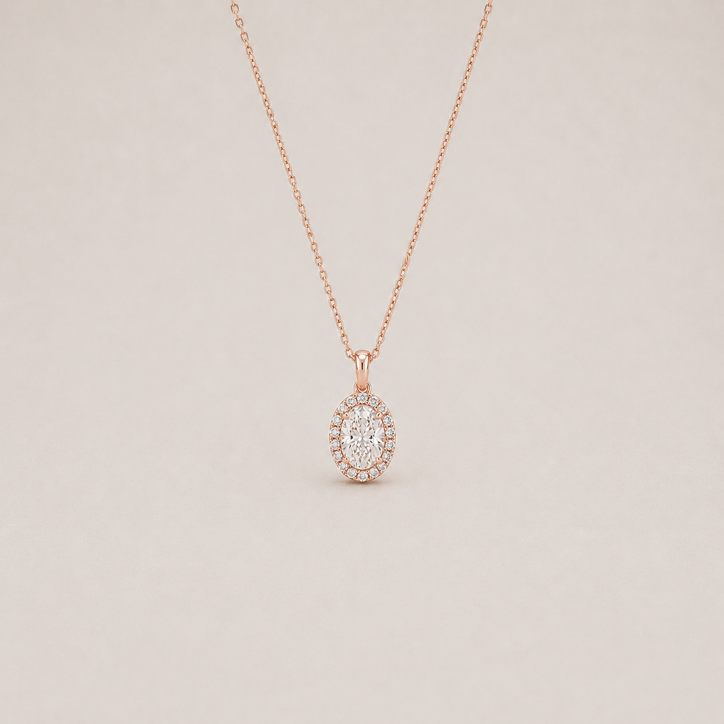 1.50 Ct. Lab Grown Diamond Oval Cut Halo Pendant (VS-EF)