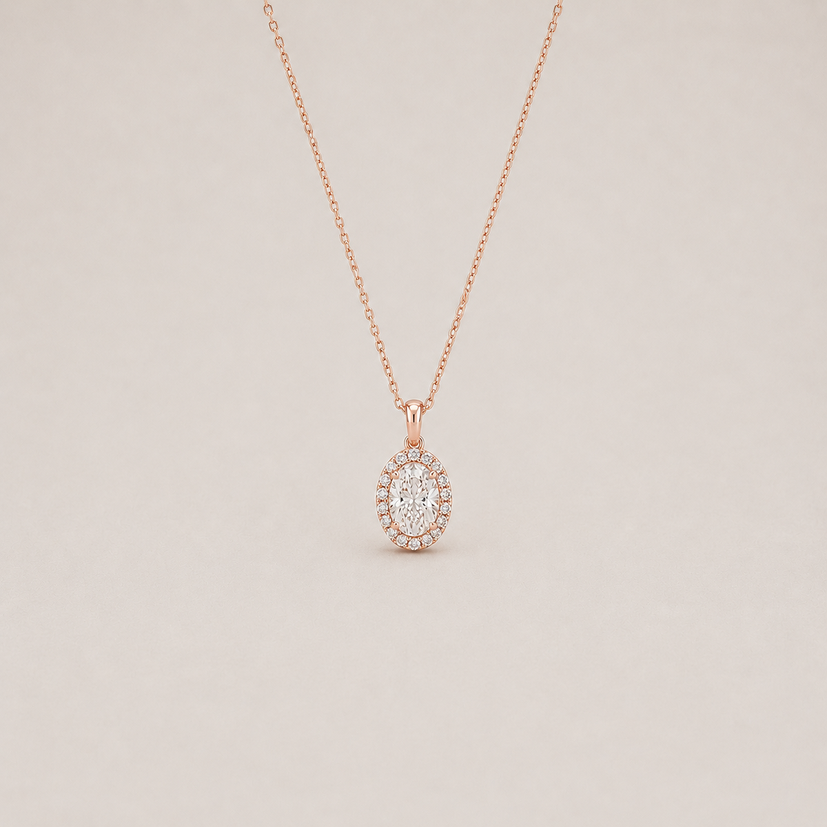 1.50 Ct. Lab Grown Diamond Oval Cut Halo Pendant (VS-EF)