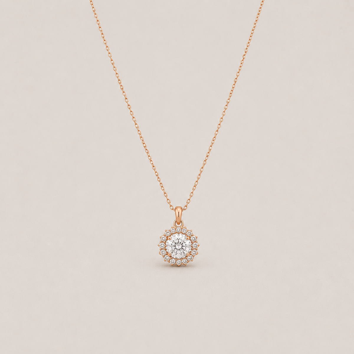 1 Ct. Lab Grown Diamond Round Halo Pendant Necklace (VS-EF)