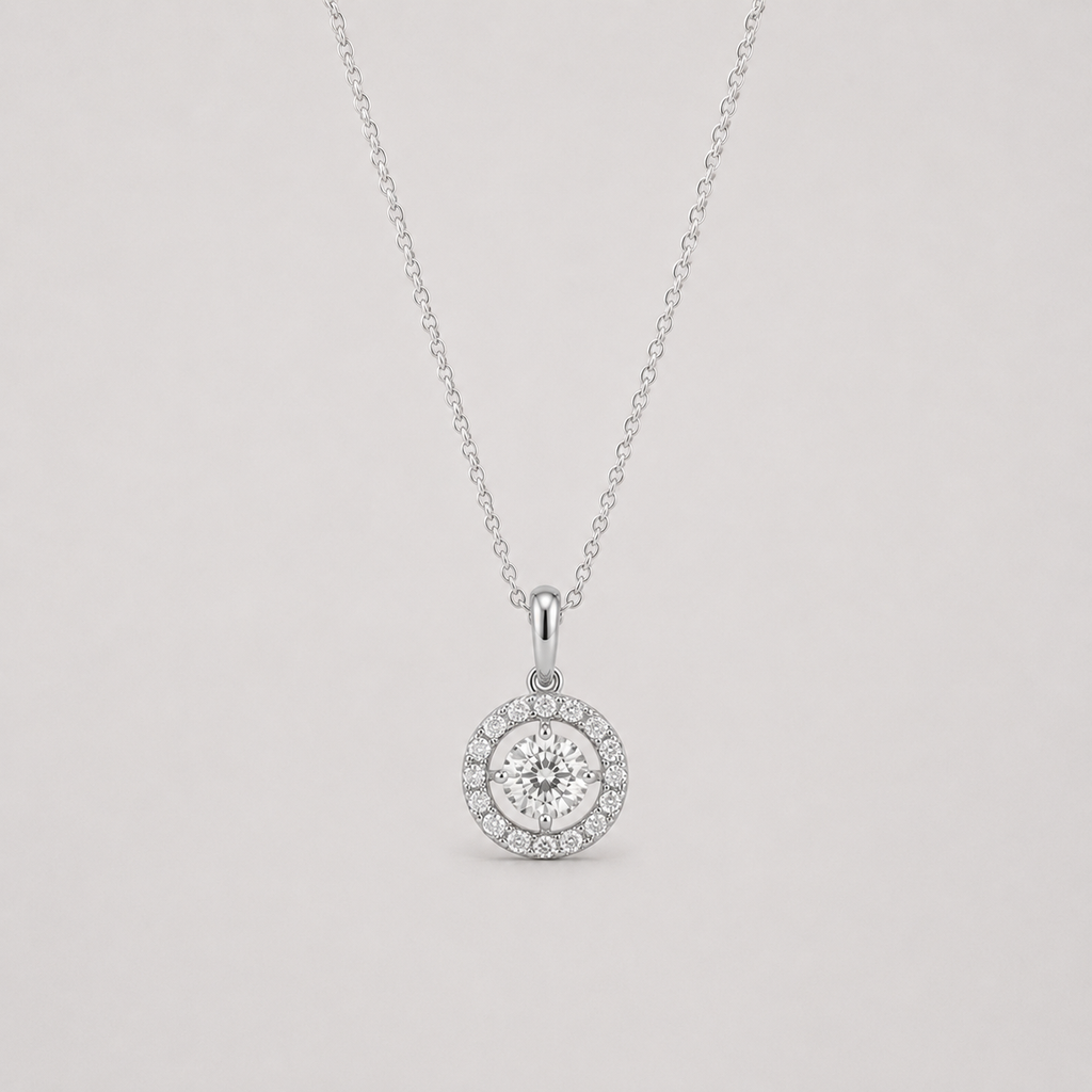 Lab Grown Diamond Halo Pendant 0.90 Ct. (VS-EF)