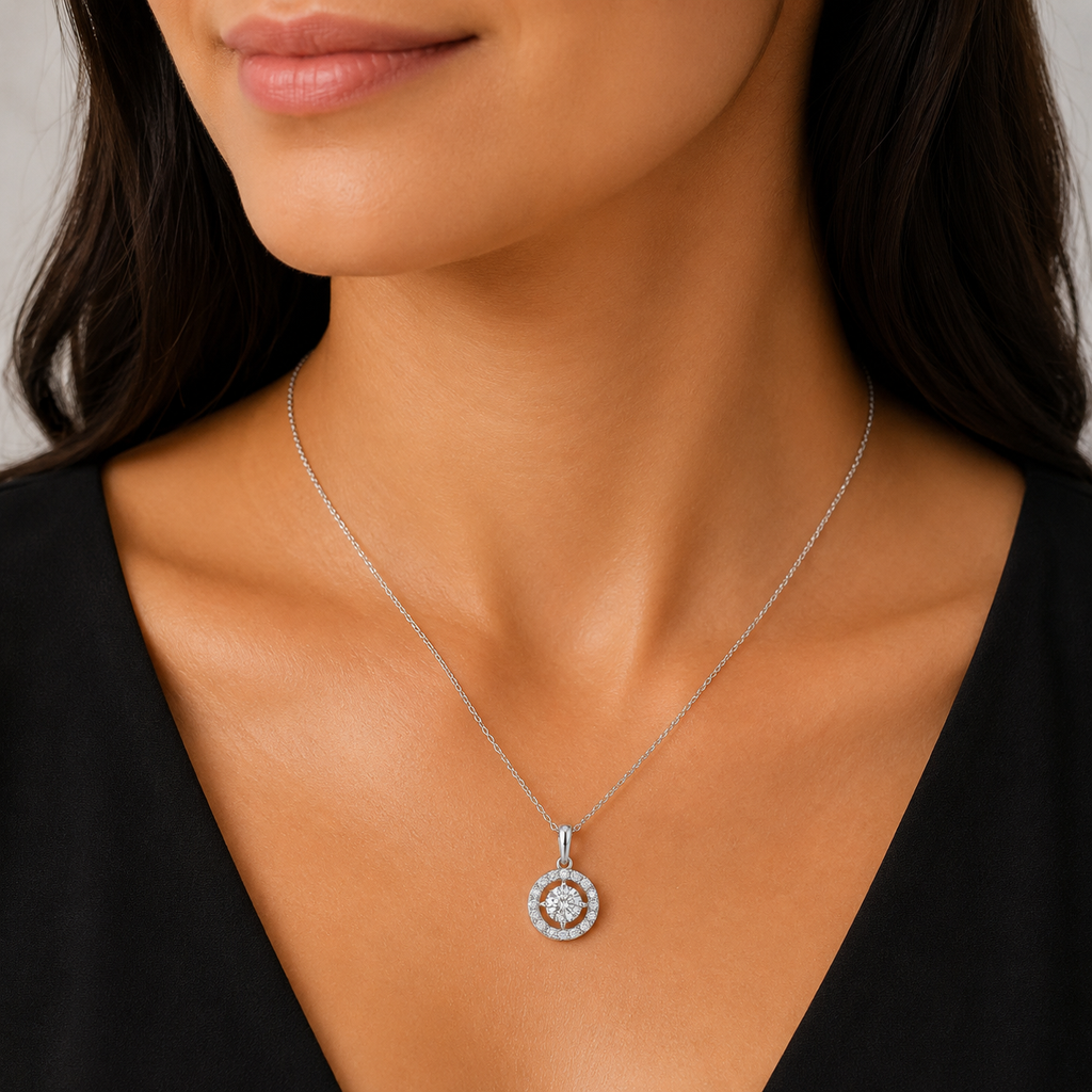 Lab Grown Diamond Halo Pendant 0.90 Ct. (VS-EF)