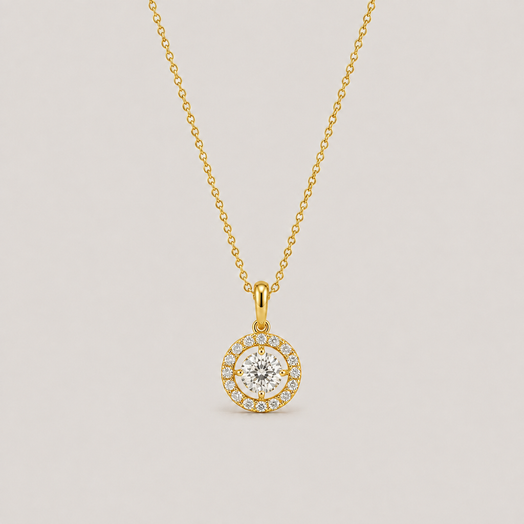 Lab Grown Diamond Halo Pendant 0.90 Ct. (VS-EF)