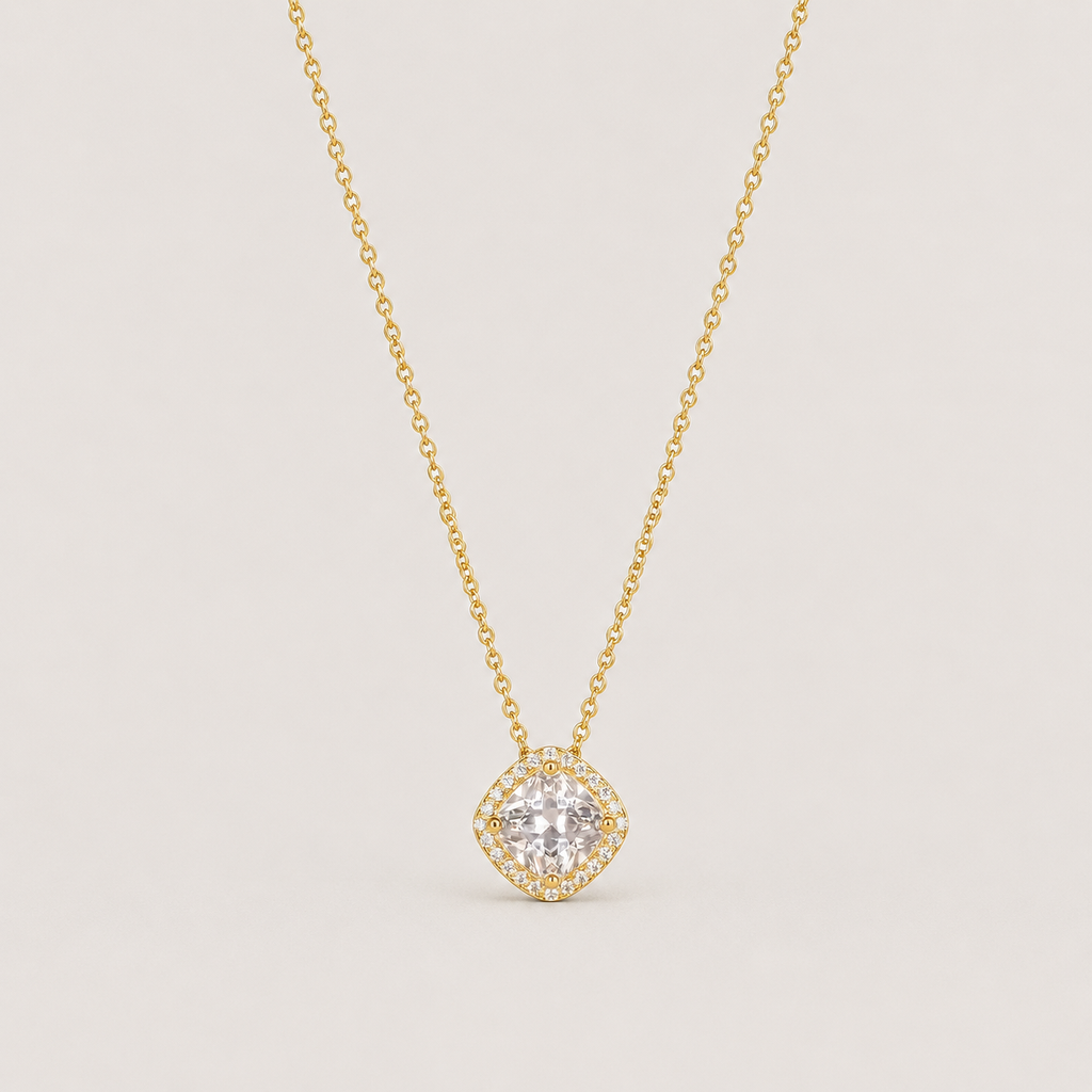 Lab Grown Diamond Cushion Cut Halo Pendant Necklace 0.75 Ct. (VS-EF)
