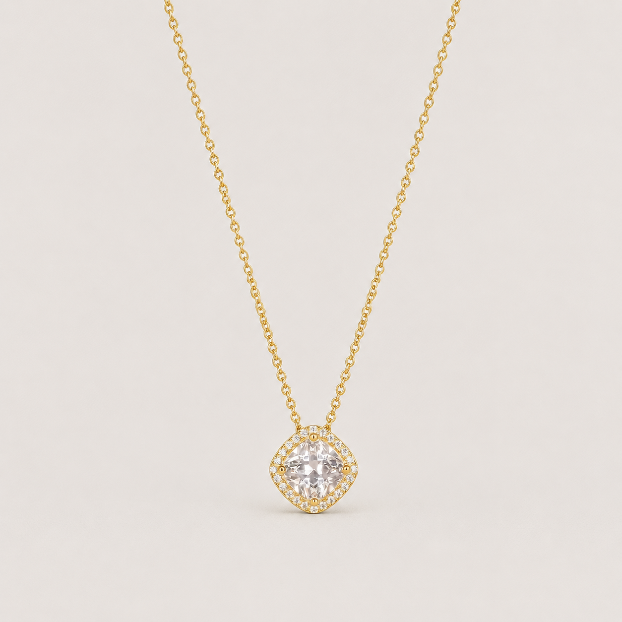 Lab Grown Diamond Cushion Cut Halo Pendant Necklace 0.75 Ct. (VS-EF)