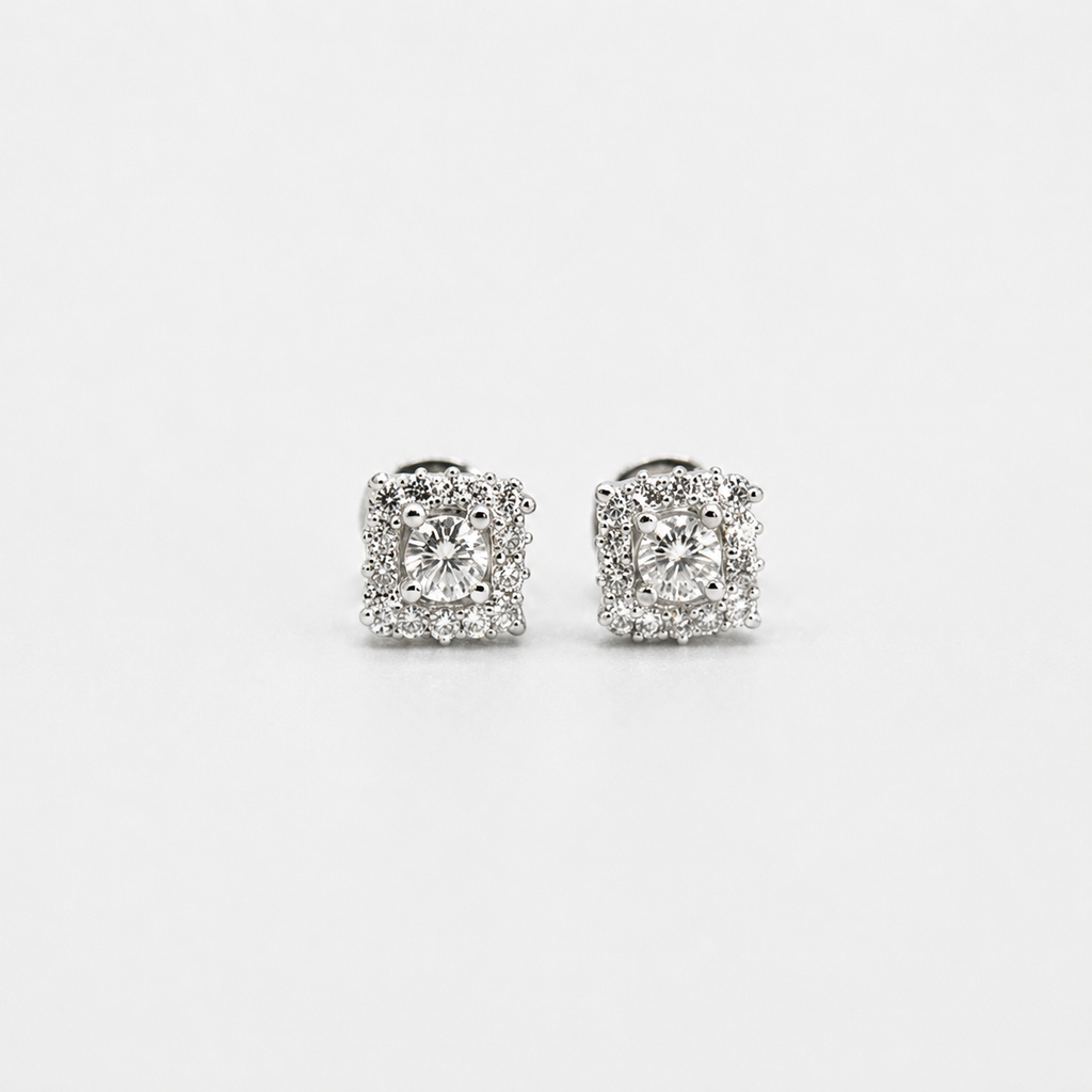 2.50 Ct. Lab Grown Diamond Round Cut Halo Earrings (VS-EF)