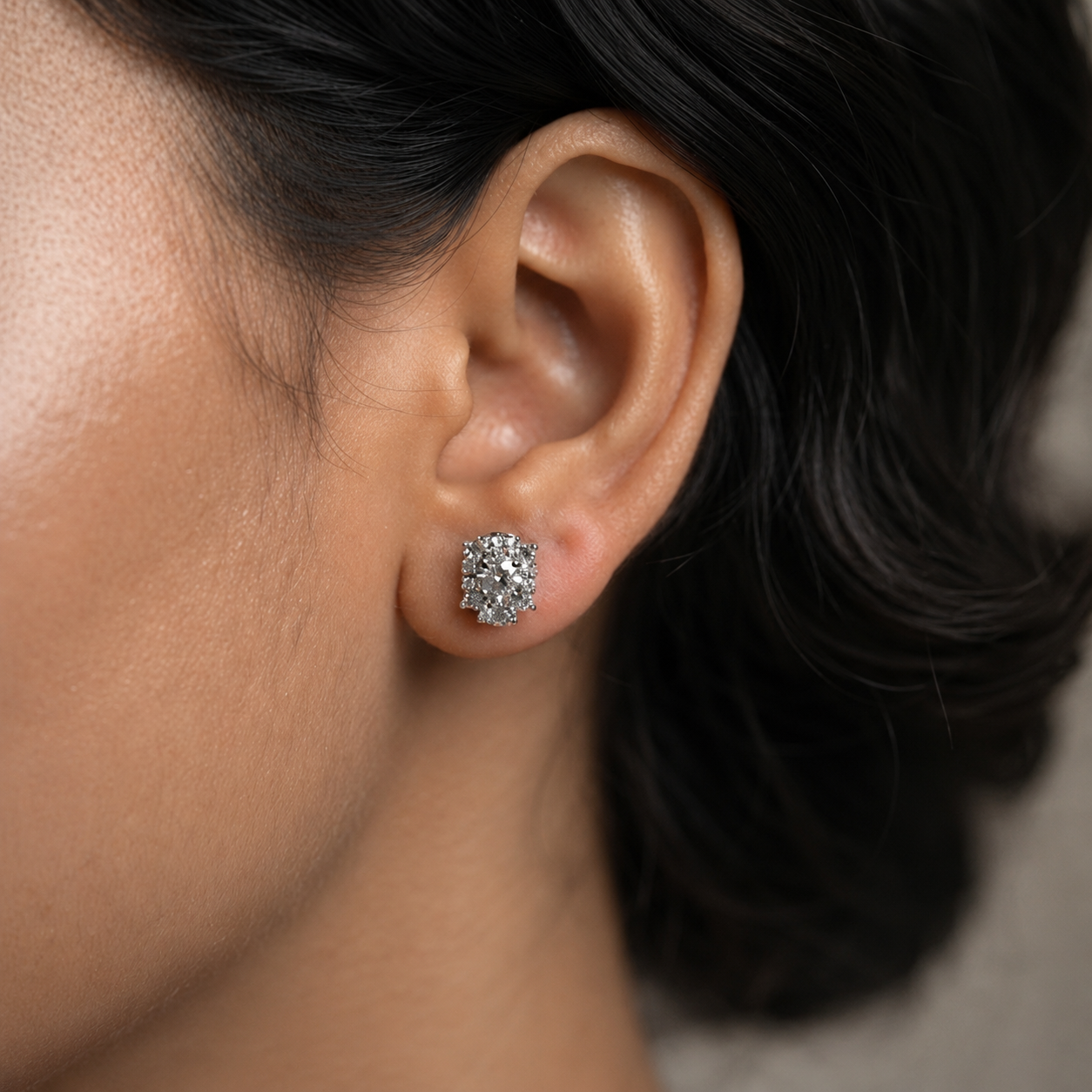2.50 Ct. Lab Grown Diamond Round Cut Halo Earrings (VS-EF)