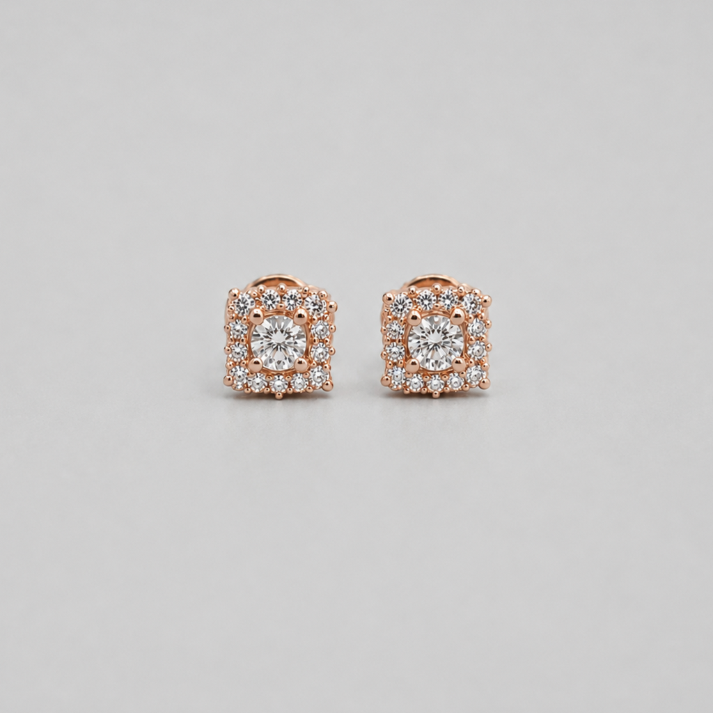 2.50 Ct. Lab Grown Diamond Round Cut Halo Earrings (VS-EF)