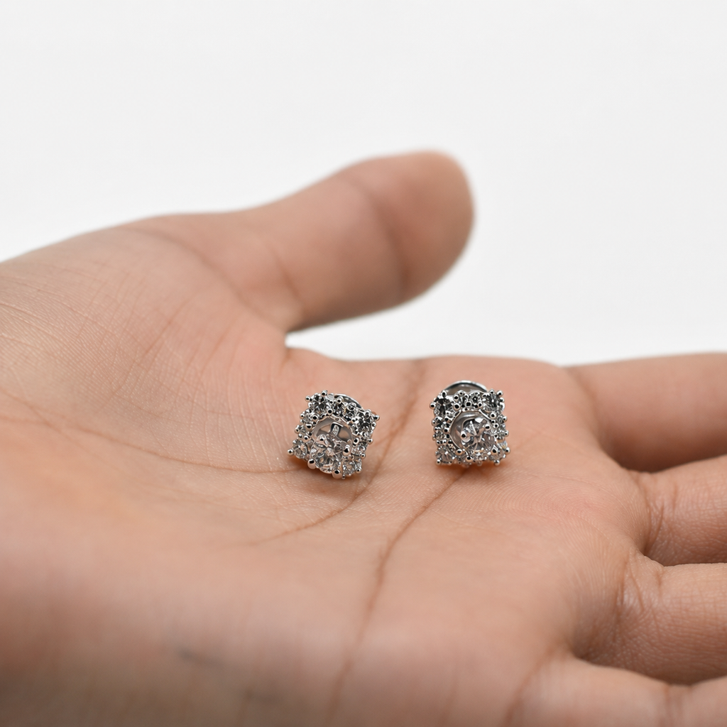 2.50 Ct. Lab Grown Diamond Round Cut Halo Earrings (VS-EF)