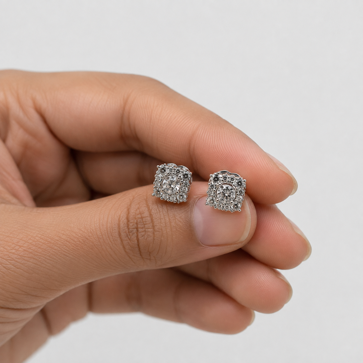 2.50 Ct. Lab Grown Diamond Round Cut Halo Earrings (VS-EF)