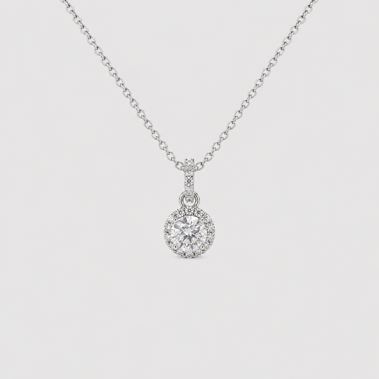 1 Ct. Lab Grown Diamond Halo Pendant Round Cut (VS-EF)