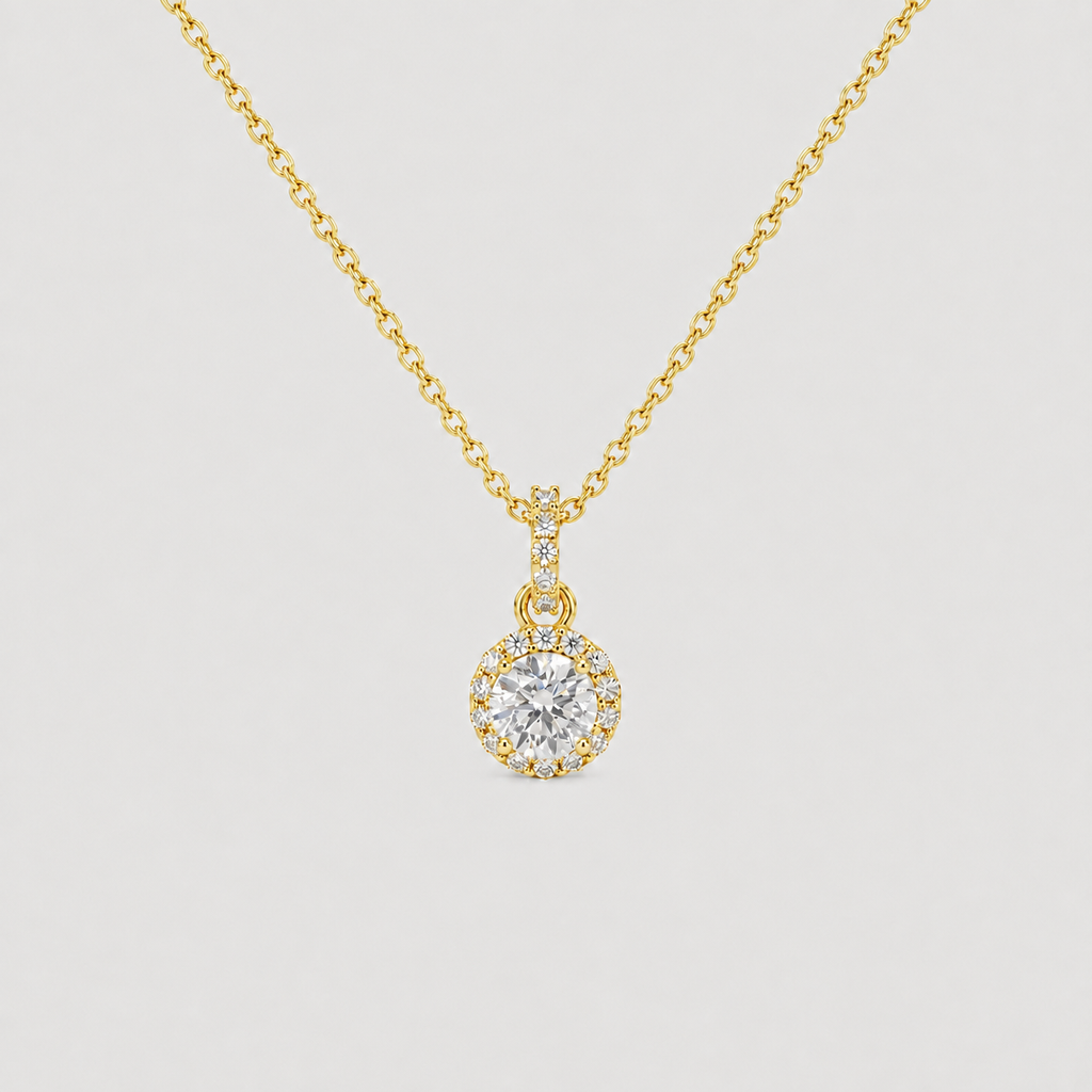1 Ct. Lab Grown Diamond Halo Pendant Round Cut (VS-EF)