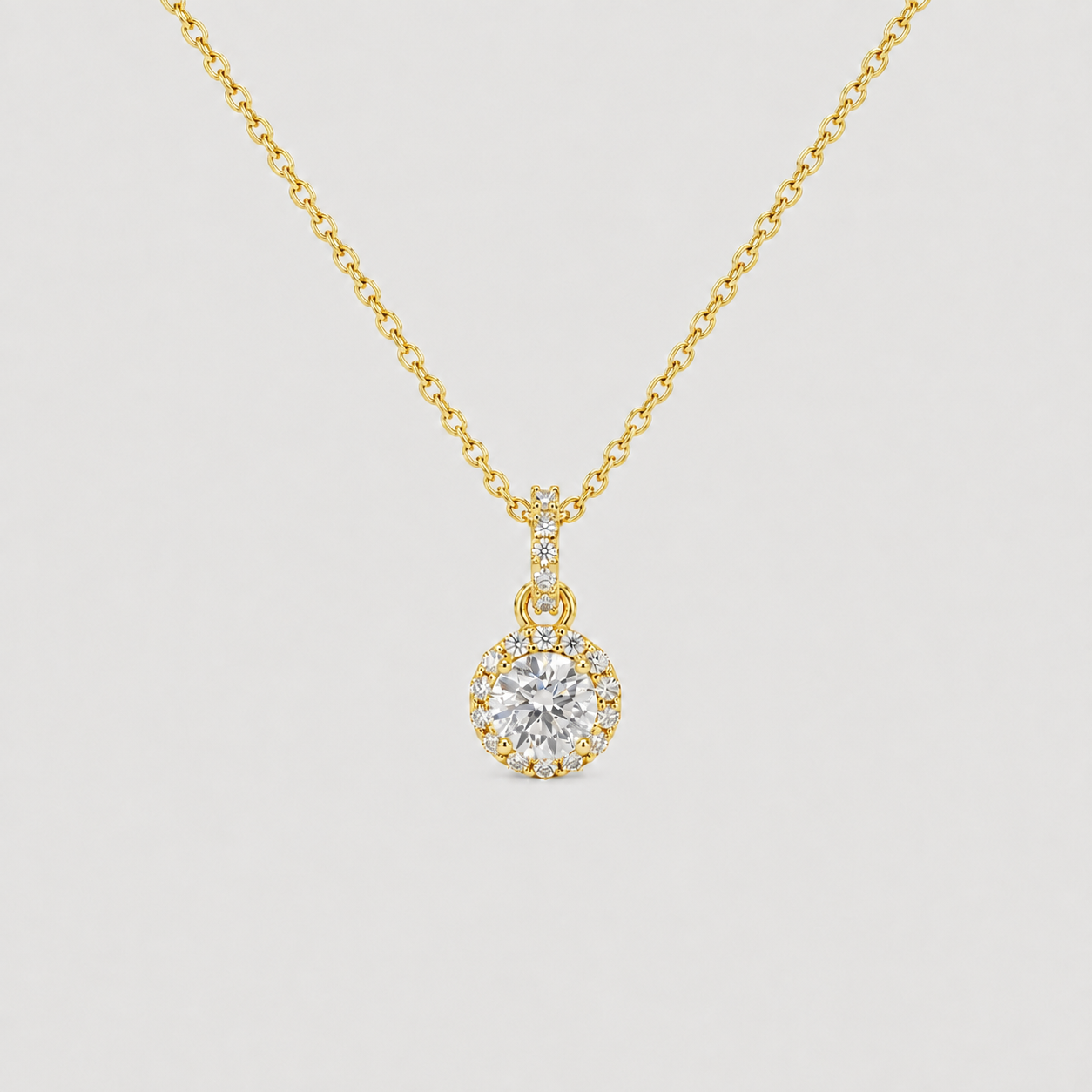 1 Ct. Lab Grown Diamond Halo Pendant Round Cut (VS-EF)