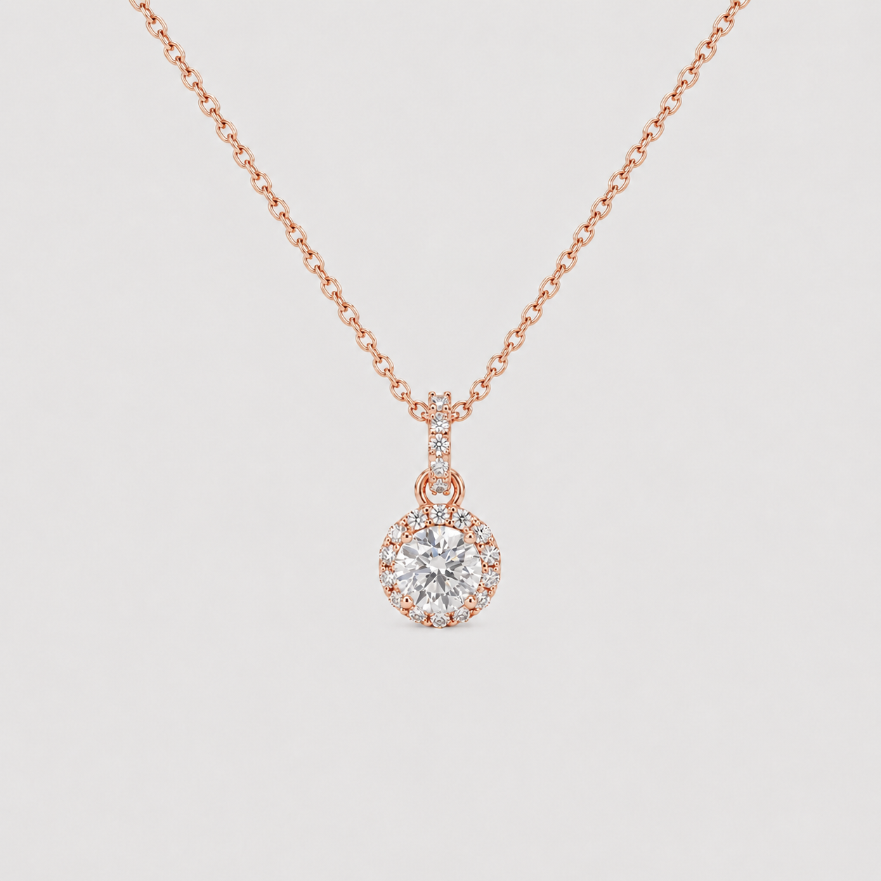 1 Ct. Lab Grown Diamond Halo Pendant Round Cut (VS-EF)