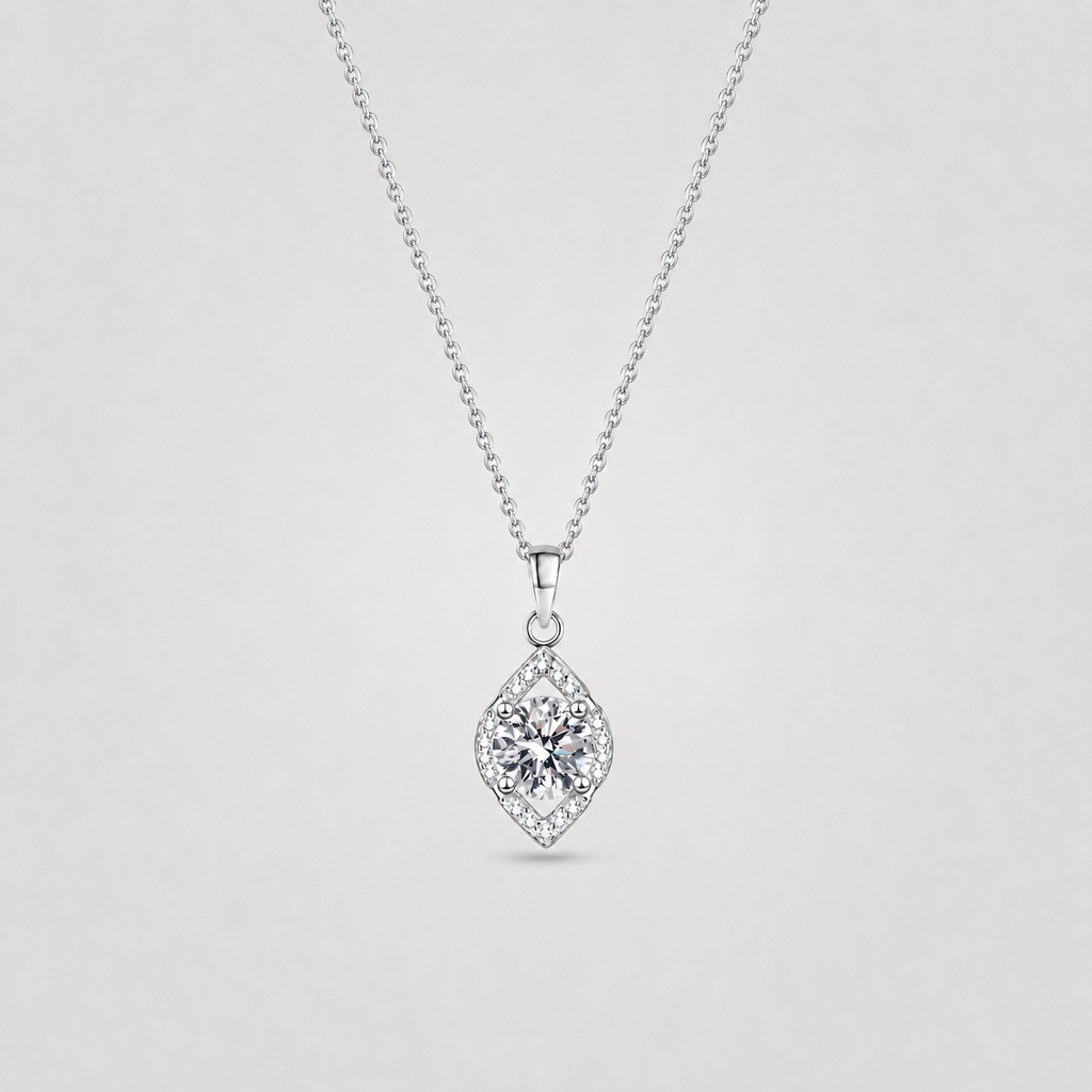 1.20 Ct. Lab Grown Diamond Round Halo Pendant Necklace (VS-EF)
