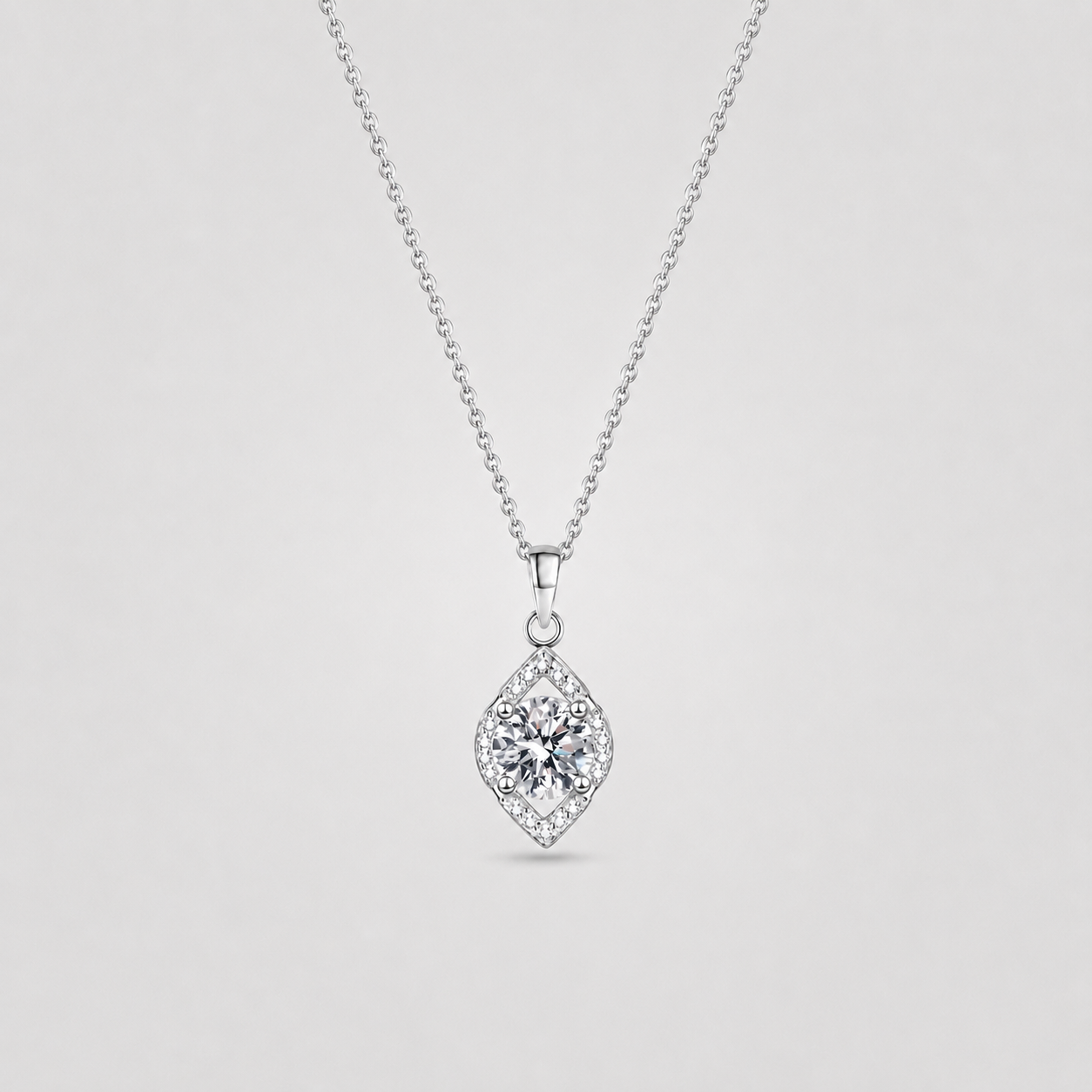 1.20 Ct. Lab Grown Diamond Round Halo Pendant Necklace (VS-EF)