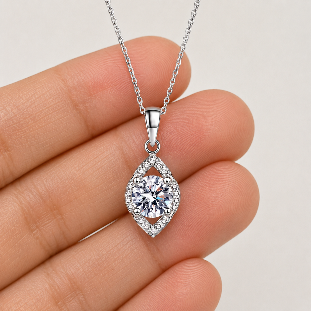 1.20 Ct. Lab Grown Diamond Round Halo Pendant Necklace (VS-EF)