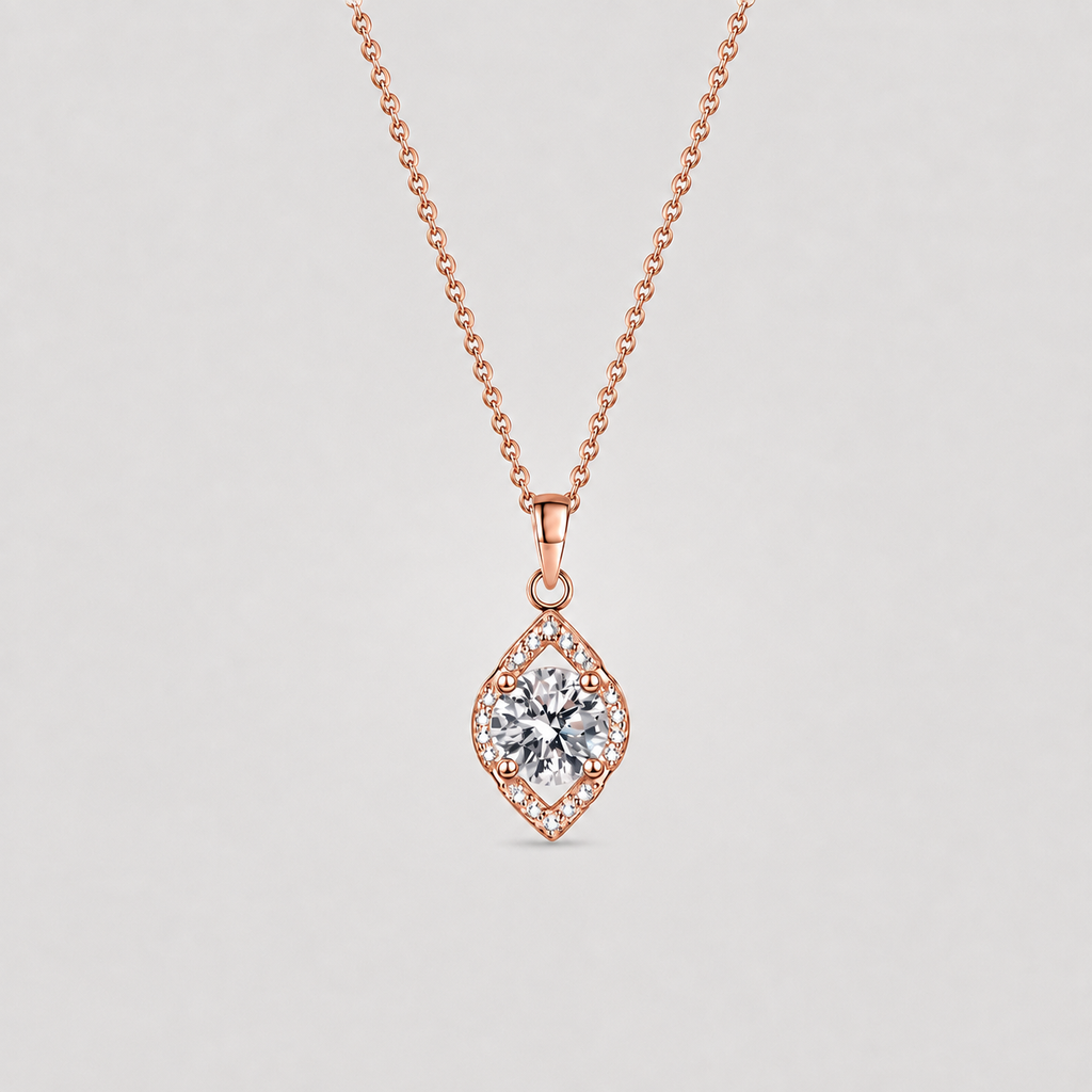 1.20 Ct. Lab Grown Diamond Round Halo Pendant Necklace (VS-EF)