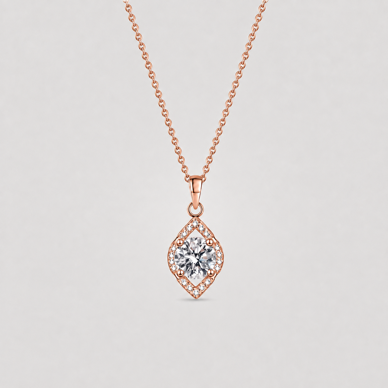 1.20 Ct. Lab Grown Diamond Round Halo Pendant Necklace (VS-EF)