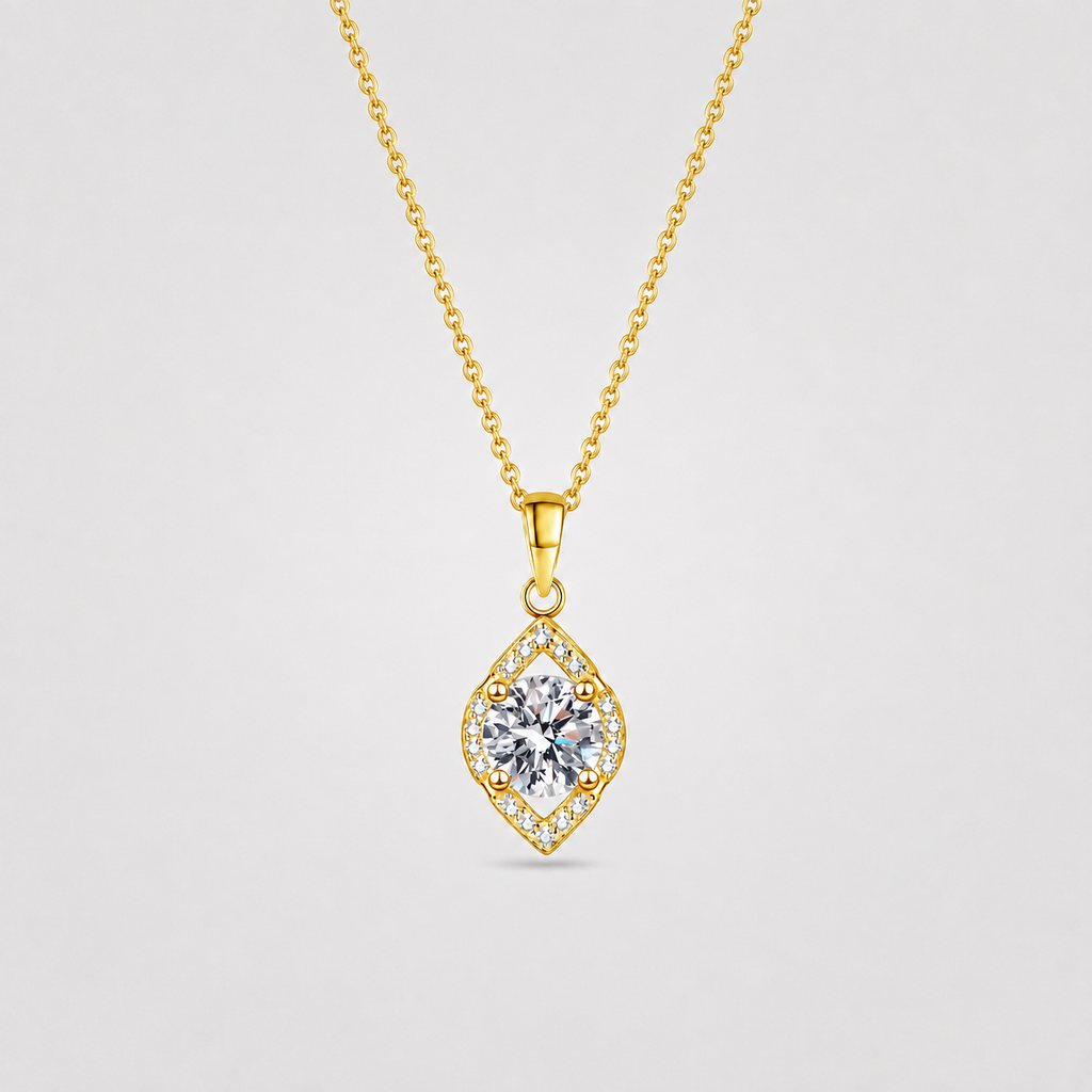 1.20 Ct. Lab Grown Diamond Round Halo Pendant Necklace (VS-EF)