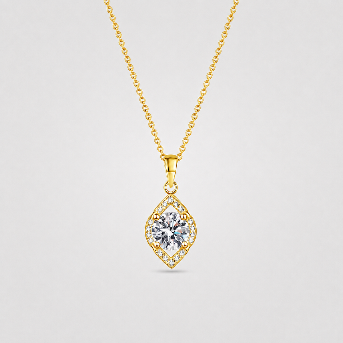 1.20 Ct. Lab Grown Diamond Round Halo Pendant Necklace (VS-EF)